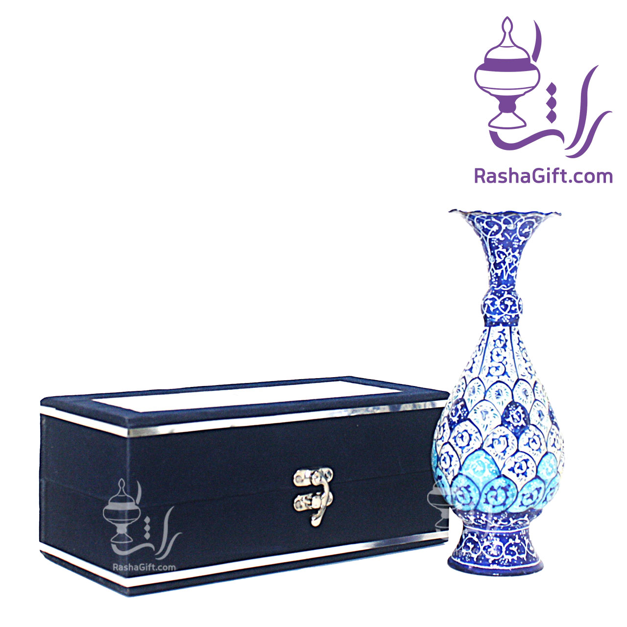 003 گلدان میناکاری با جعبه جیر
