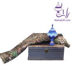 ست شکلات خوری میناکاری و ترمه هزار نقش با جعبه ترمه
