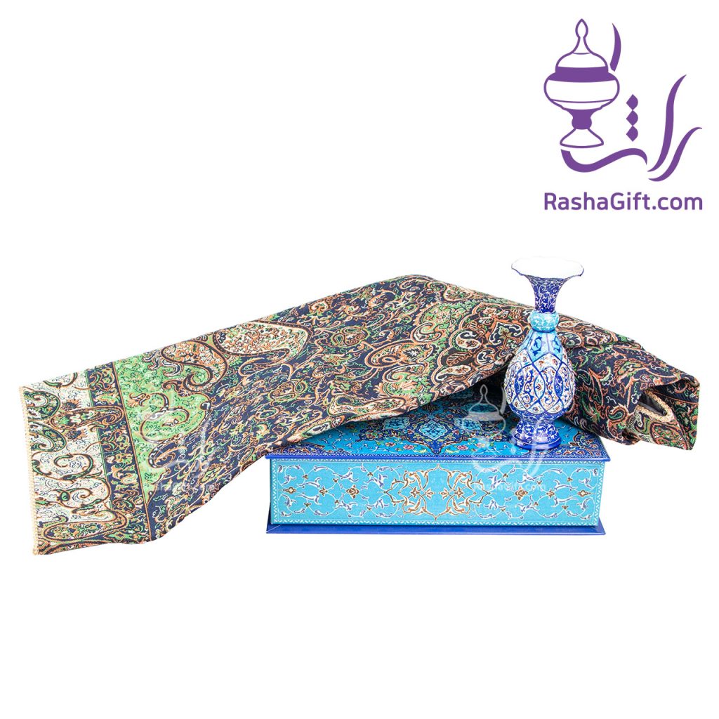 ست گلدان 16 میناکاری و ترمه با جعبه هاردباکس