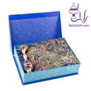 ست گلدان 16 مس و پرداز و ترمه با جعبه هاردباکس