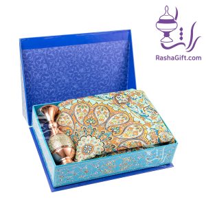 ست گلدان 16 مس و خاتم و ترمه با جعبه هاردباکس