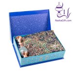 ست گلدان 16 مس و فیروزه و ترمه با جعبه هاردباکس