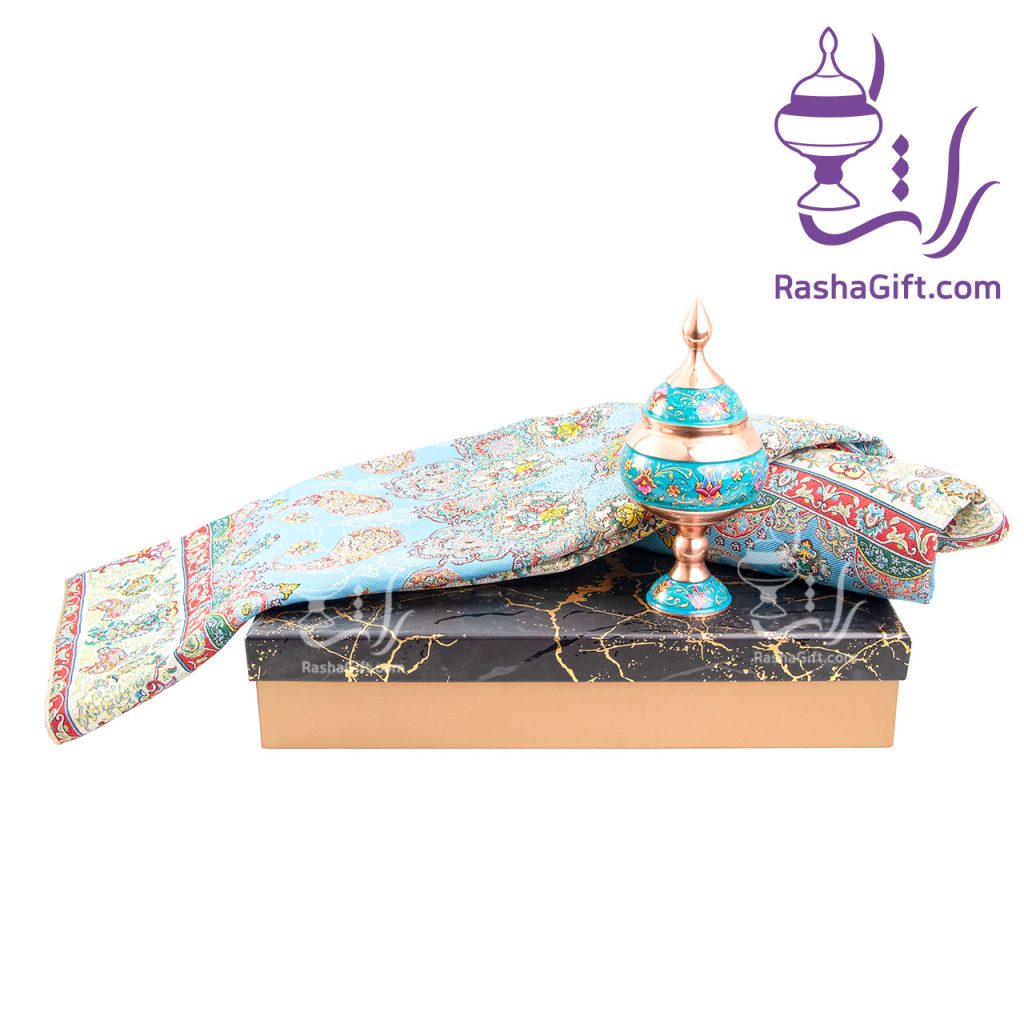 ست شکلات خوری 20 مس و پرداز و ترمه با جعبه هاردباکس