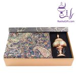 ست شکلات خوری 20 مس و خاتم و ترمه با جعبه هاردباکس