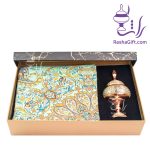 ست شکلات خوری 20 مس و خاتم و ترمه با جعبه هاردباکس