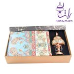 ست شکلات خوری 20 مس و خاتم و ترمه با جعبه هاردباکس