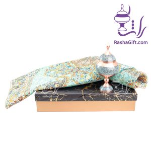 ست شکلات خوری 20 مس و فیروزه و ترمه با جعبه هاردباکس