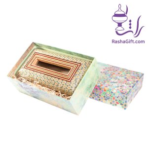 جا دستمال کاغذی چوب و خاتم با جعبه هاردباکس
