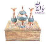 ست آذین مس و فیروزه کوبی با جعبه هاردباکس