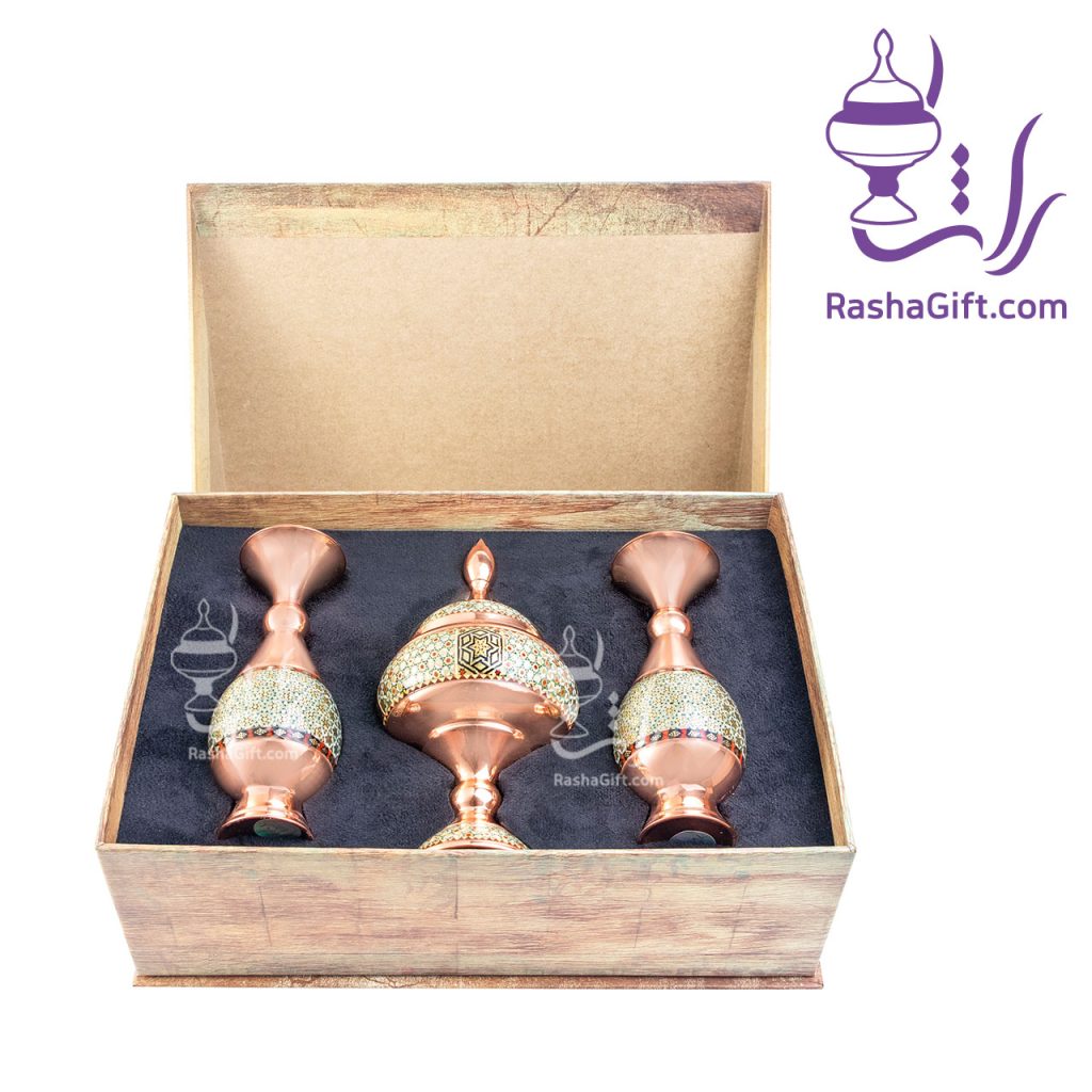 ست آذین مس و خاتم با جعبه هاردباکس