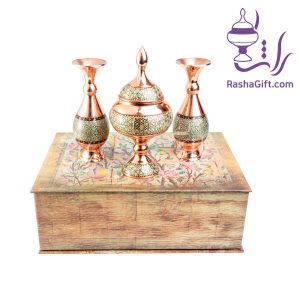 ست آذین مس و خاتم با جعبه هاردباکس