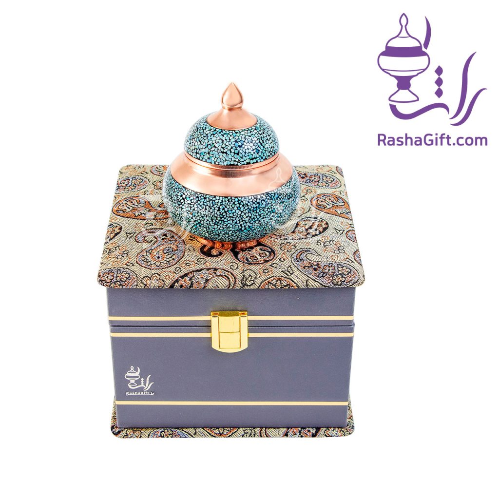 قندان فیروزه با جعیه ترمه