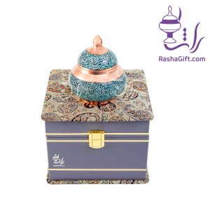قندان فیروزه با جعیه ترمه