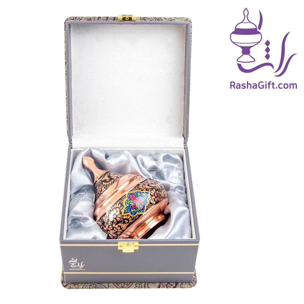 قندان حکاکی الماس تراش با جعیه ترمه