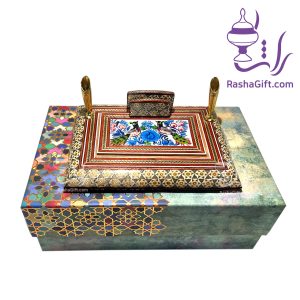 ست جاقلمی خاتم کاری دو قیف