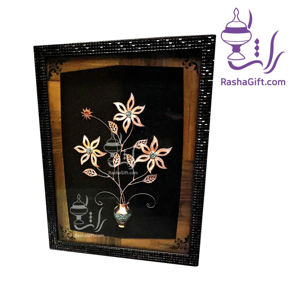 تابلو گلدان مس و فیروزه